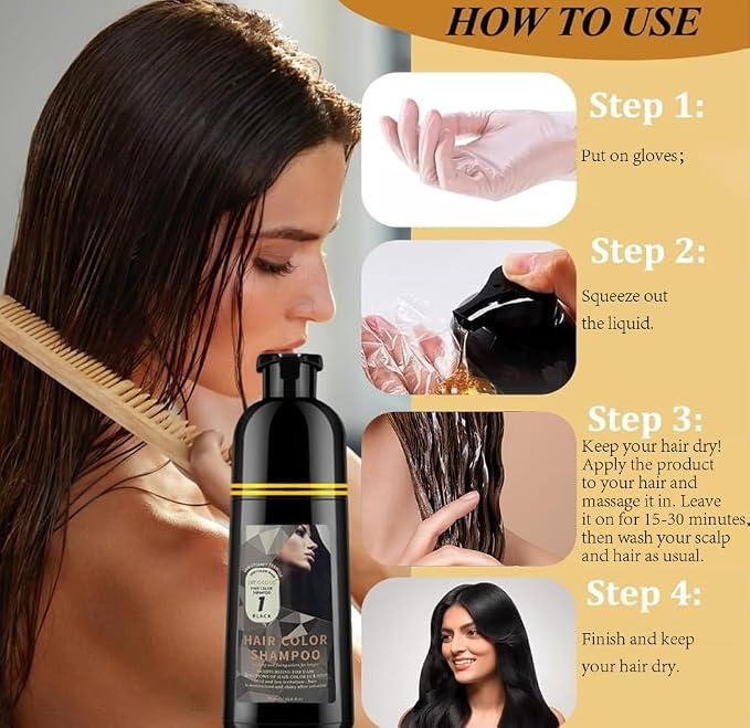 Hair Dye Shampoo, 3 in 1 Gray Hair Coverage