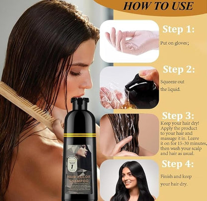 Hair Dye Shampoo, 3 in 1 Gray Hair Coverage