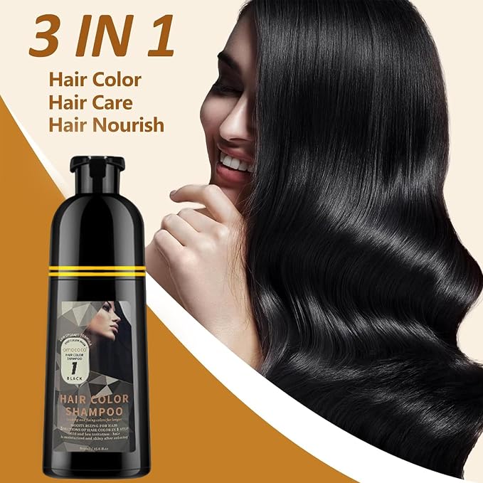 Hair Dye Shampoo, 3 in 1 Gray Hair Coverage