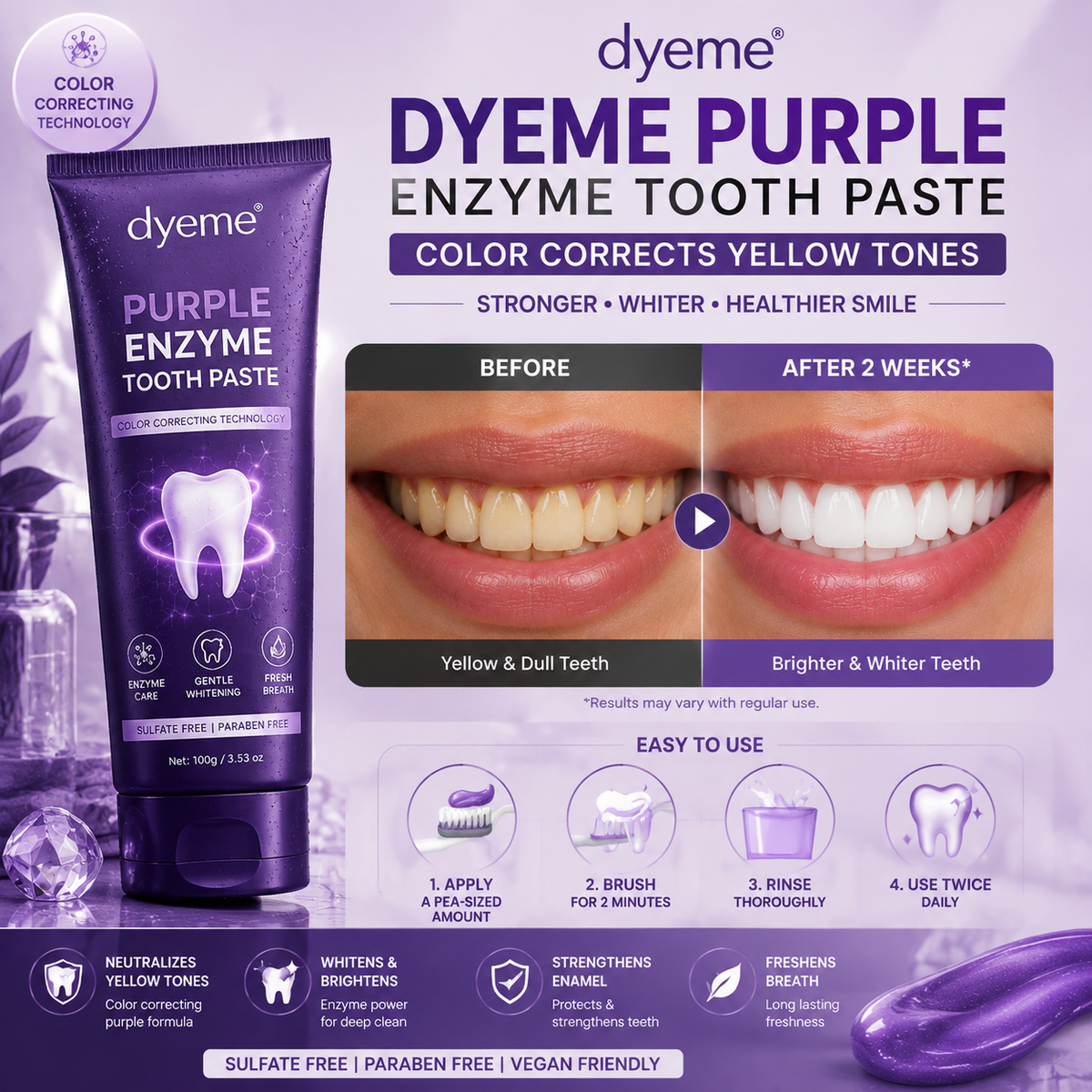 dyeme® Purple Color Correcting Toothpaste