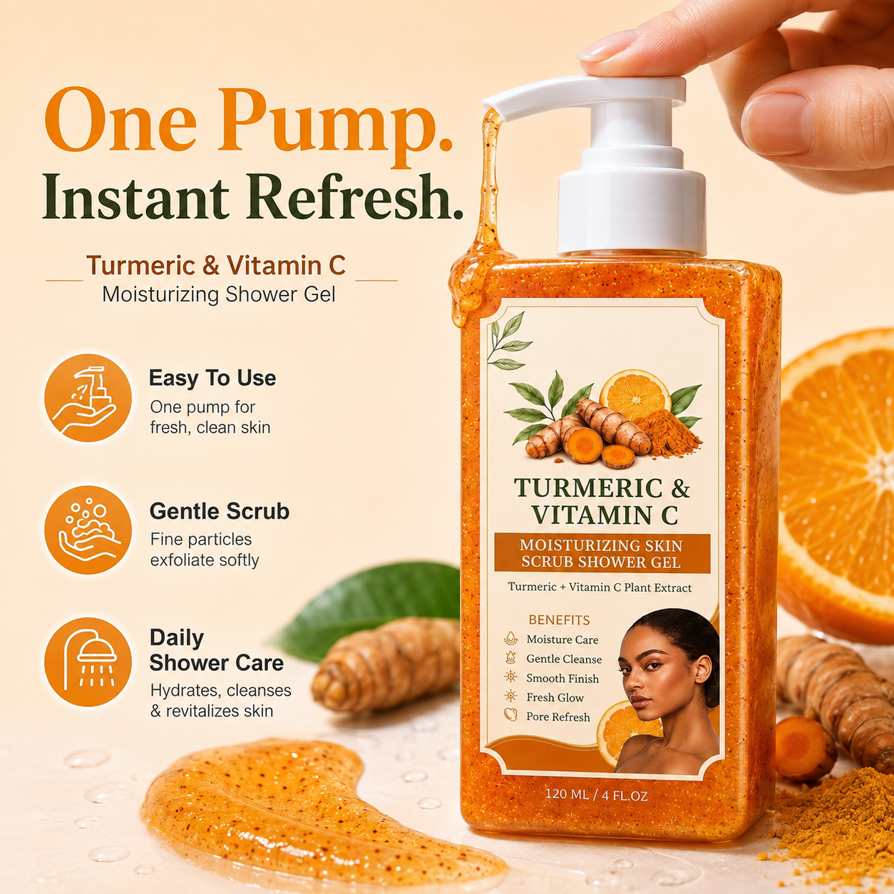 Turmeric Vitamin C Scrub Shower Gel