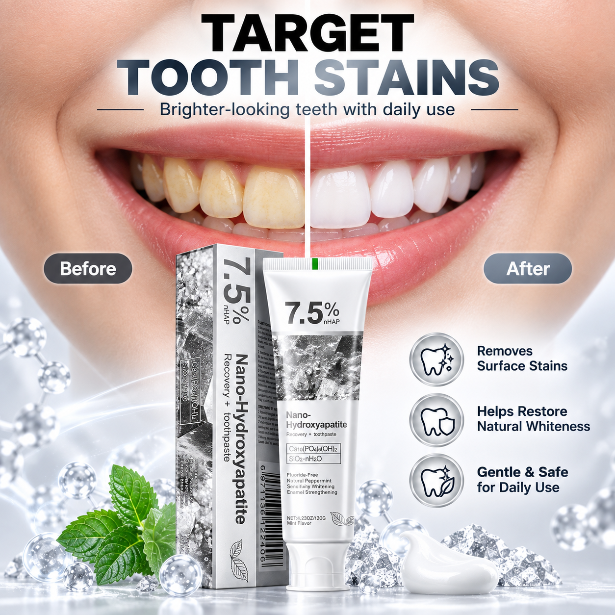 Nano-Hydroxyapatite Repairing Toothpaste