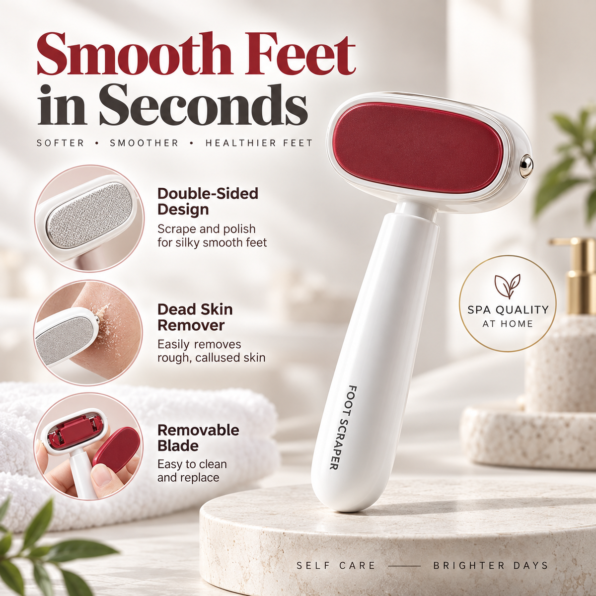 Dual-Sided Stainless Steel Foot Callus Remover & Pedicure Scraper