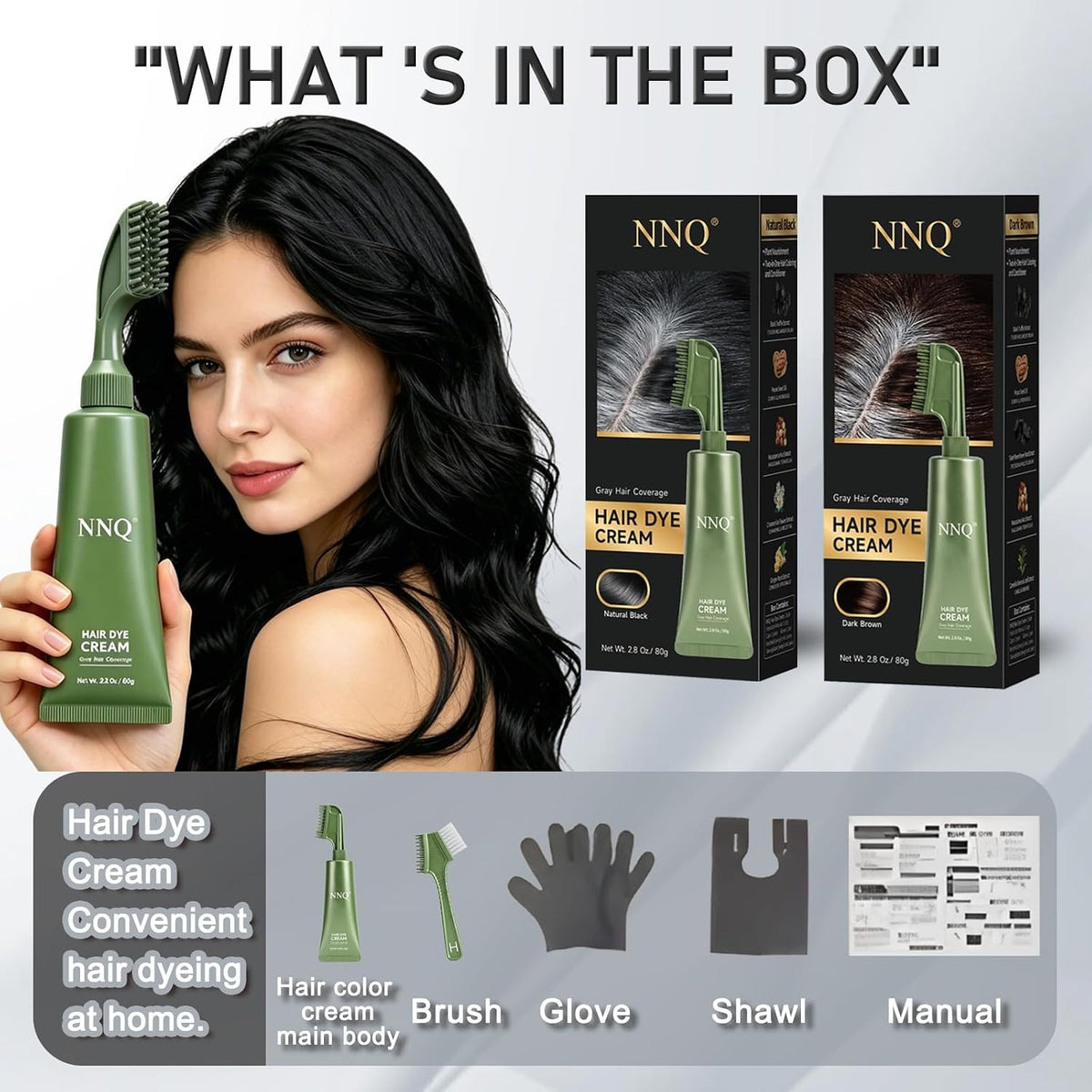 NNQ Hair Dye Cream Comb, Ammonia Free No Mix, for Men and Women