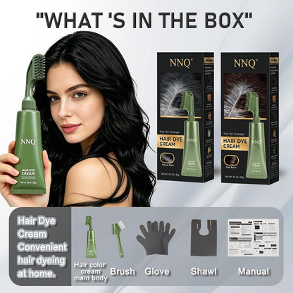 NNQ Hair Dye Cream Comb, Ammonia Free No Mix, for Men and Women