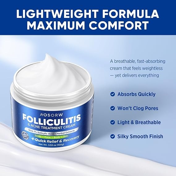 Folliculitis & Acne Treatment Cream – Salicylic Acid & Herbal Extracts for Scalp