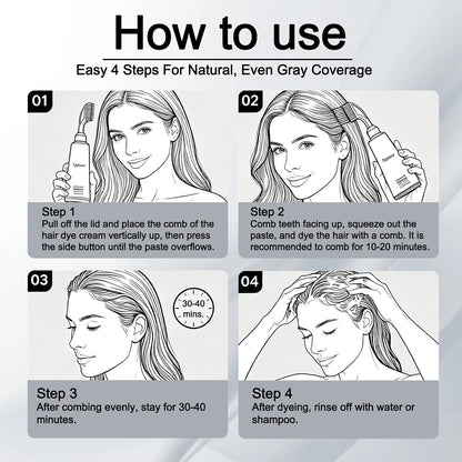 NNQ Hair Dye Cream Comb, Ammonia Free No Mix, for Men and Women