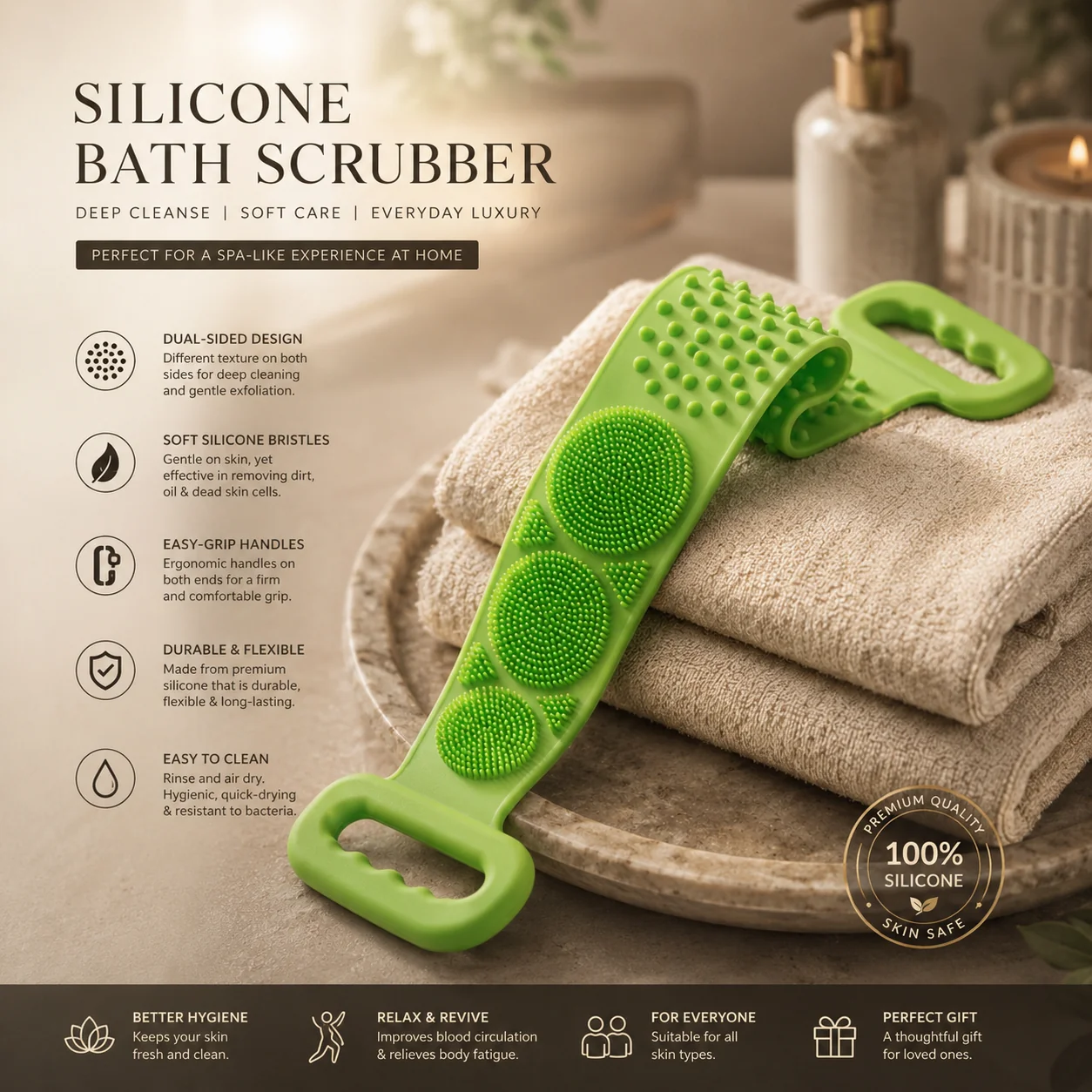 Silicone Soft Rubber Shower Scrubber