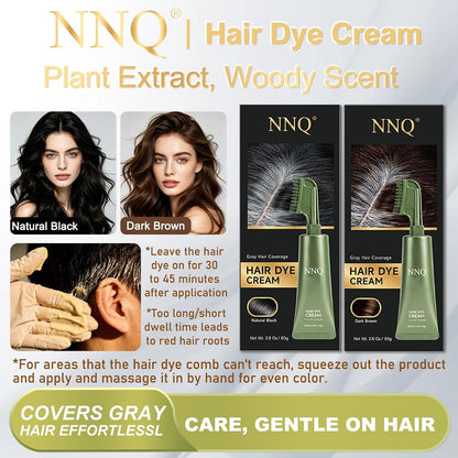 NNQ Hair Dye Cream Comb, Ammonia Free No Mix, for Men and Women