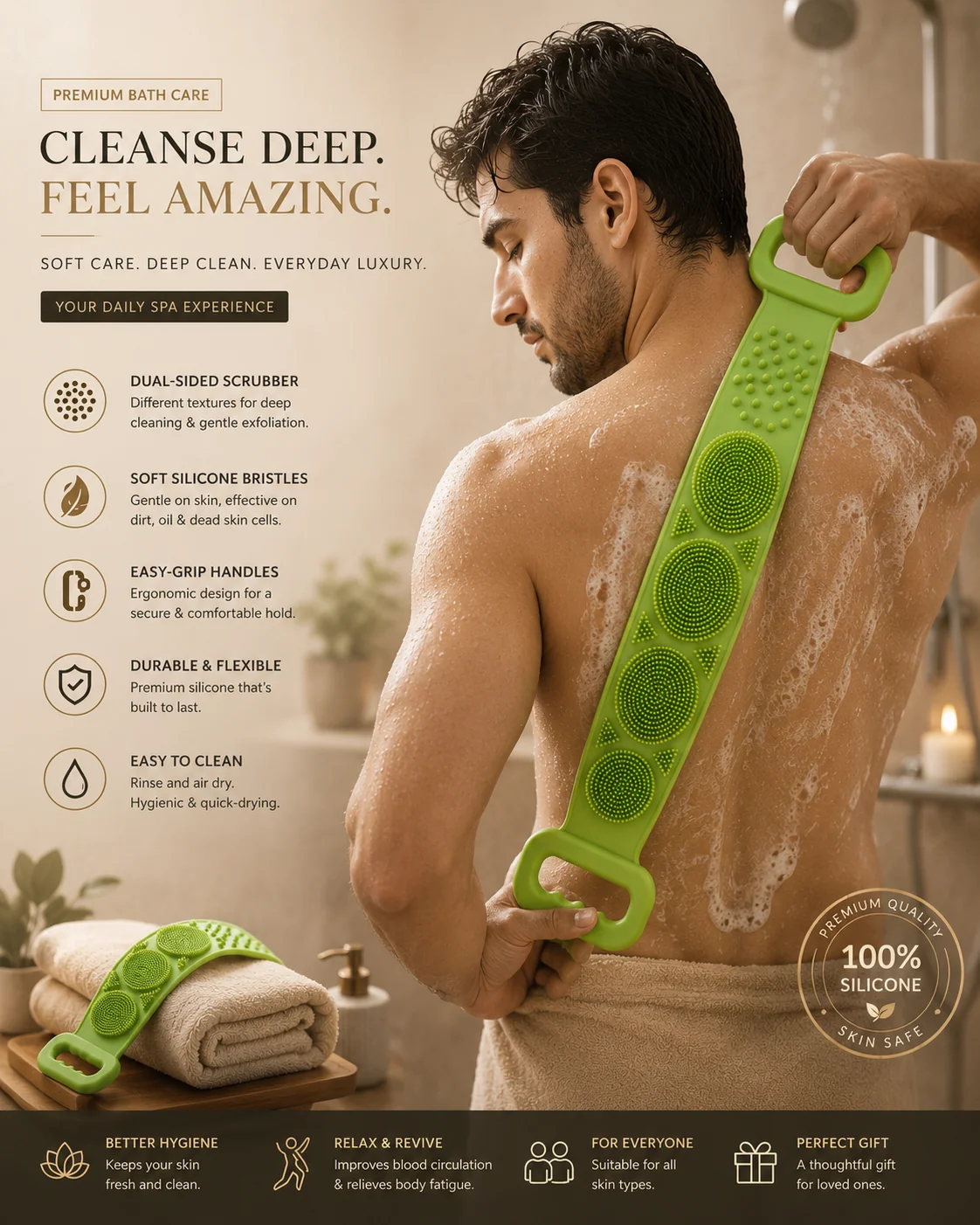 Silicone Soft Rubber Shower Scrubber