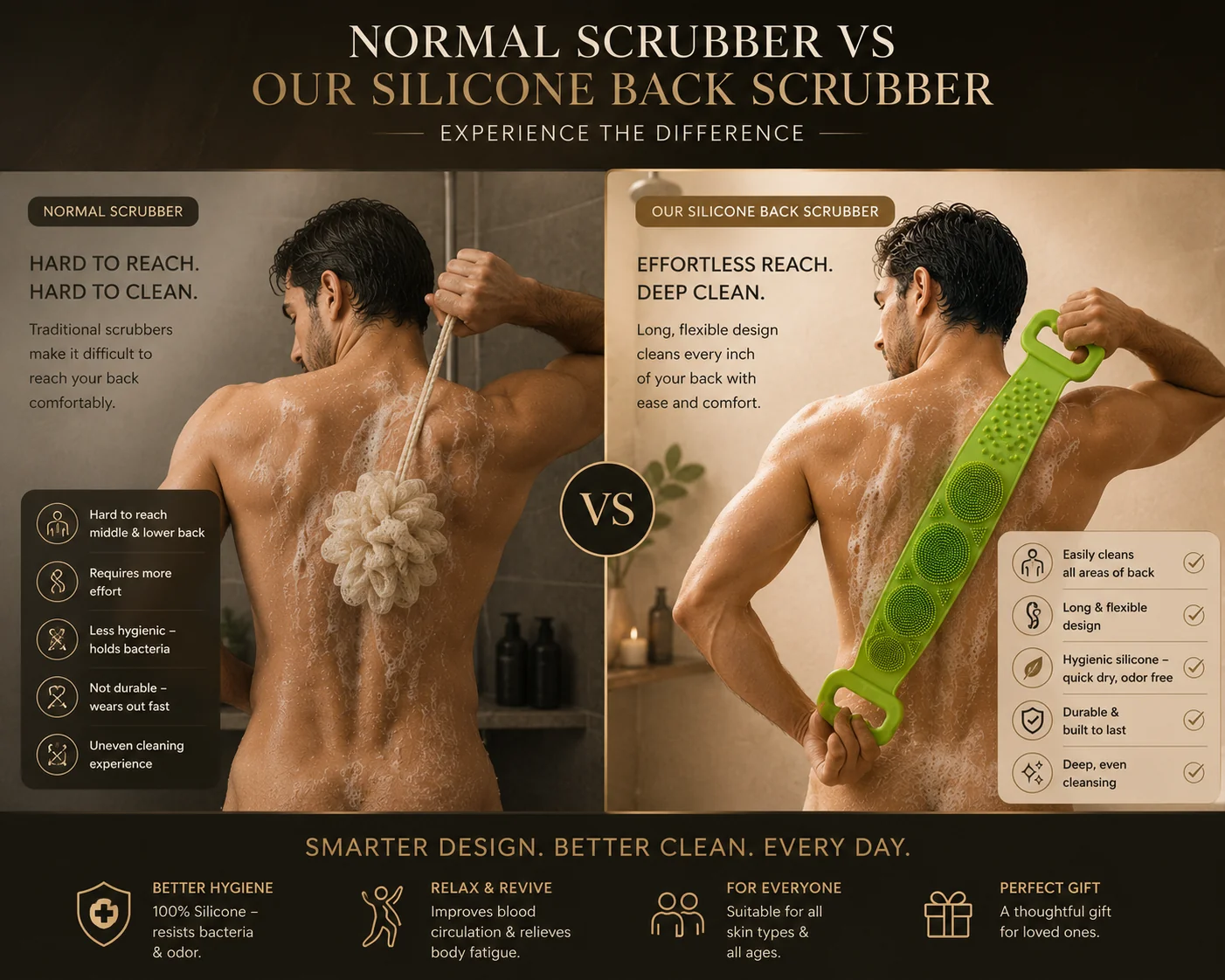 Silicone Soft Rubber Shower Scrubber