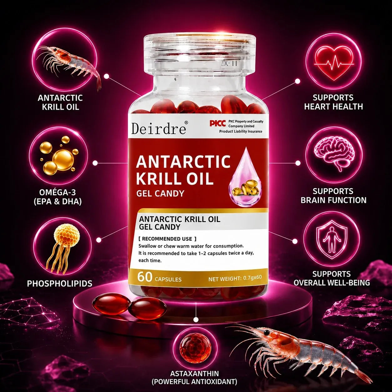Krill Oil Capsules with Omega 3 and Astaxanthin