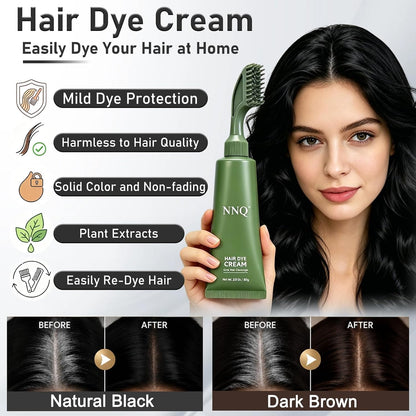 NNQ Hair Dye Cream Comb, Ammonia Free No Mix, for Men and Women